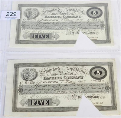 Lot 229 - 2 x Provincial Banknotes comprising: Stamford Spalding and Boston Banking Company Limited 2 x...