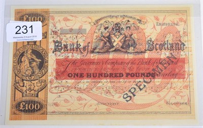 Lot 231 - Bank of Scotland, £100 Printer's Proof Colour Trial Note, dated 18- - (circa 1880), uniface,...