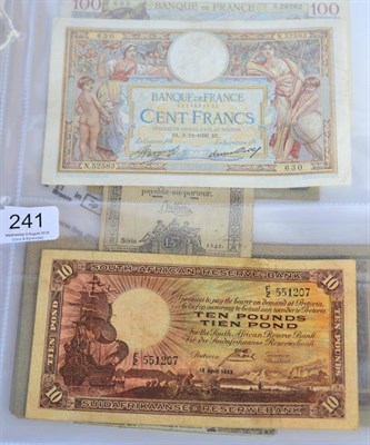 Lot 241 - Miscellaneous Foreign Banknotes comprising: France: 2 x assignats: 10 livres 1792 series 10...