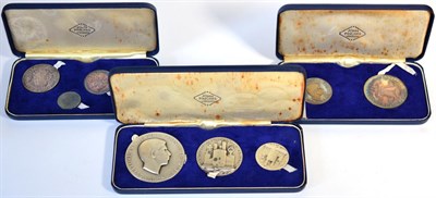 Lot 243 - 3 x Sets of Commemorative Silver Medals 'Prince of Wales, Investiture 1969' comprising: (1) a...