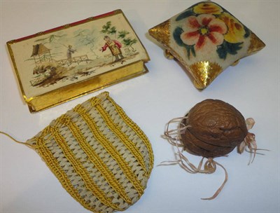 Lot 14 - Early 19th Century Sewing Accessories, including a needle case modelled as a book titled...