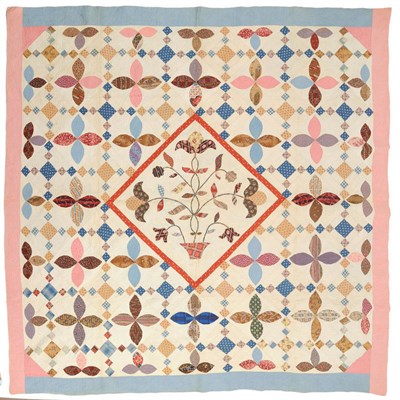 Lot 33 - A Large 19th Century Decorative Quilt Appliqued with Flowers, Foliate and Geometric Motifs,...