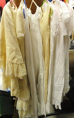 Lot 42 - Ten Assorted Late 19th Century White Cotton And Silk Children's Night And Christening Gowns