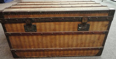 Lot 71 - Late 19th Century Louis Vuitton Cabin Trunk, in beige and brown rayee design striped canvas,...