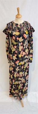 Lot 73 - Circa 1930's 'Margerite Sutton' Full Length Bias Cut Floral Printed Silk Day Dress, with...