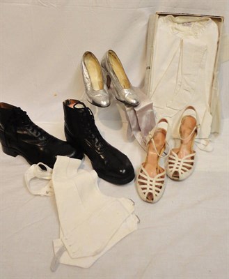 Lot 84 - Assorted Early 20th Century Shoes And Accessories including a gents white evening shirt,...