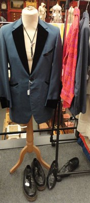 Lot 91 - Assorted Gents Circa 1950 Costume, including a navy utility three piece suit with original...