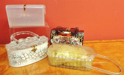 Lot 93 - A Circa 1950's Wilardy Lucite Opalescent Handbag, with hinged cover , carrying handle, brass mounts