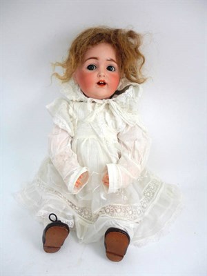 Lot 1002 - Kestner Bisque Socket Head Doll impressed '257' with sleeping blue side glancing eyes, brown...