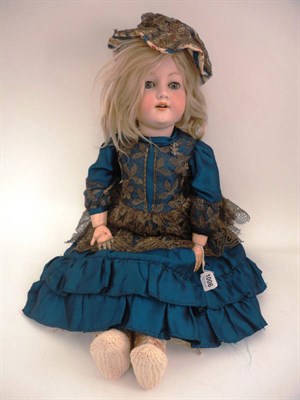 Lot 1006 - Large Armand Marseille Bisque Socket Head Doll impressed '390' 'A11M' with blond wig, sleeping blue