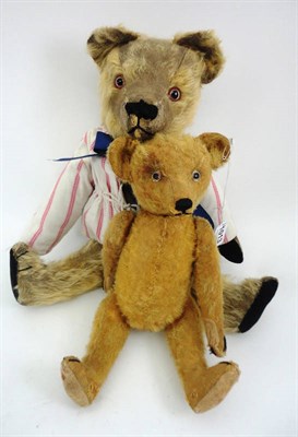 Lot 1013 - English Yellow Plush Jointed Teddy Bear with stitched nose and claws, replacement paw pads, 48...