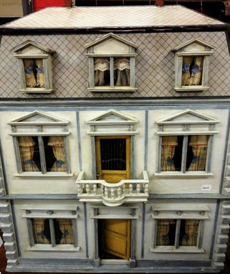 Lot 1024 - Early 20th Century Christian Hacker Dolls Town House of three storeys, pale blue painted facade and