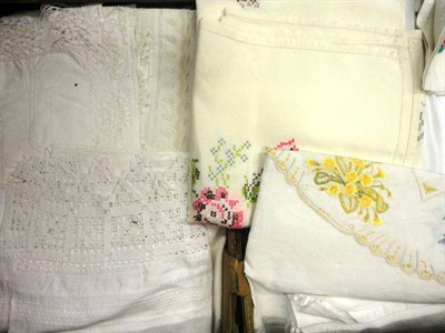 Lot 1041 - Assorted White Linen and Textiles (three boxes)