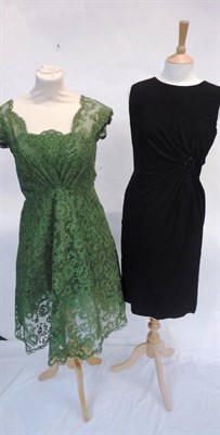 Lot 1083 - Assorted Circa 1960's and Later Evening Dresses including a brown lace cocktail dress with a...