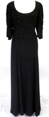 Lot 1085 - Catherine Walker Evening Dress in black silk with a beaded and embroidered bodice and three quarter