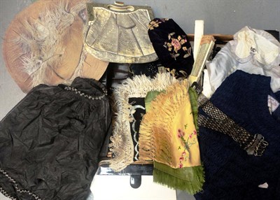 Lot 1101 - Assorted Costume and Accessories including snakeskin handbag, embroidered purple velvet smoking...