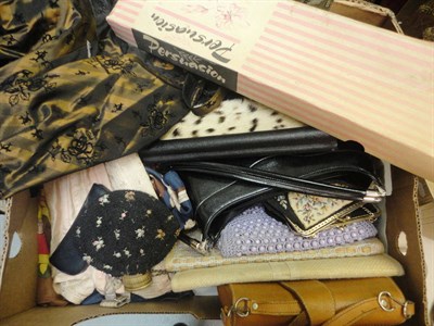 Lot 1103 - Assorted Circa 1950's and Later Costume, Accessories and Handbags including a brown dress with...