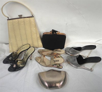 Lot 1111 - Assorted 1960's and Later Shoes and Accessories including a black Gladstone bag, Victorian...