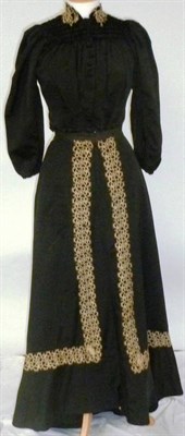 Lot 1115 - Late 19th Century Black Two Piece with lace applique to the collar and skirt; Childs White...