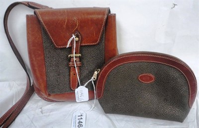 Lot 1146 - Mulberry Brown Leather Trimmed Scotch Grain Messenger Bag with checked fabric lining, 20 cm by...