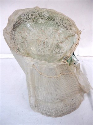Lot 1161 - Possibly 18th Century European Lace Bonnet, with pleated crown