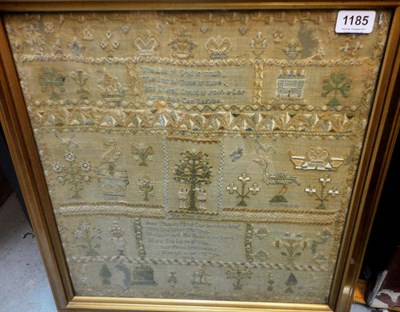 Lot 1185 - A Framed Adam and Eve Sampler Worked By Ann Moon Drummonby Aged 12 Years 1824, with short verse and
