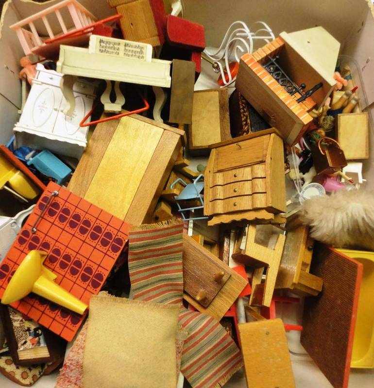 Lot 1013 - Assorted Circa 1950's and Later Dolls House Furniture and Accessories (one box)