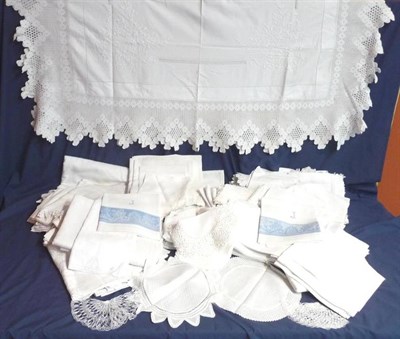 Lot 1019 - Assorted White Linen Cloths, Napkins etc (two boxes)