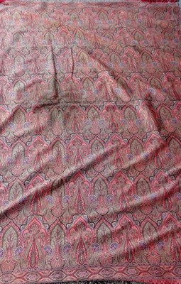 Lot 1038 - Red Ground Woven Paisley Shawl, 190cm by 180cm
