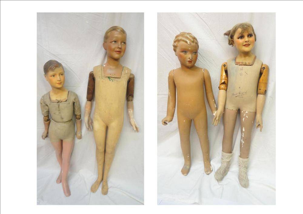 Lot 1082 - Four Circa 1930's and Later Mannequins, including a Girl Mannequin with a fabric torso stamped...