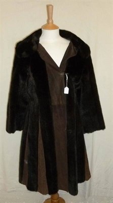 Lot 1111 - White Full Length White Rabbit Fur Coat and a Leslie Laurence Brown Suede and Faux Fur Panelled...