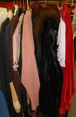 Lot 1116 - Assorted Circa 1940's and Later Costume including: Pink Crepe Day Dress with short sleeves,...