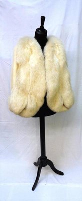 Lot 1123 - White Mink and White Fox Fur Trimmed Evening Cape