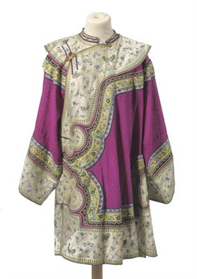 Lot 1175 - Late 19th Century Chinese Silk Jacket, of figured magenta silk with appliqued embroideries...