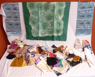 Lot 1185 - A Large Quantity of Assorted Vintage Silk and Other Scarves, Handkerchiefs and other textiles...