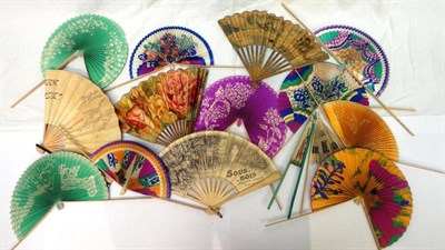 Lot 1186 - Assorted Paper Advertising and Other Fans, Cockade Fans etc