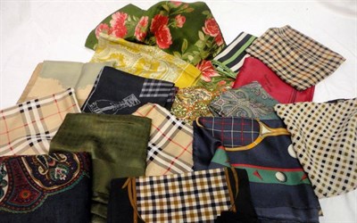 Lot 1194 - Assorted Decorative Scarves, including Aquascutum, Daks, Burberry, and Jacqmar (16)