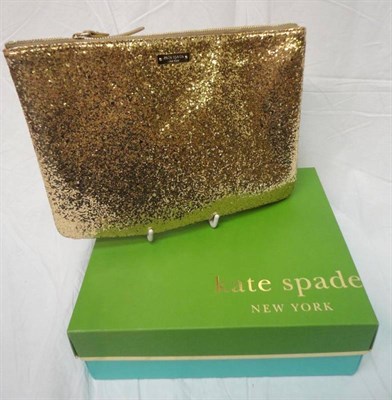 Lot 1207 - New Kate Spade Textured Gold Bag with zip fastening, in original box with label, 26cm by 19cm