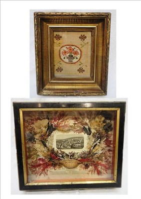 Lot 1220 - A Victorian Box Framed Seaweed Basket Picture, with a postcard of Ilfracombe Devon, 34cm by...