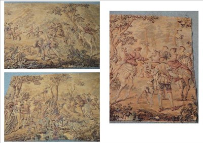 Lot 1230 - Large Machine Woven Tapestry, depicting a medieval hunting scene, 180cm by 500cm and three...