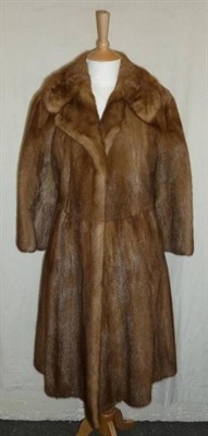 Lot 1110A - Circa 1970's Pale Mink Three Quarter Length Coat with fur belt, size 14