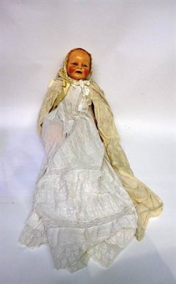 Lot 1003 - Composition Flange Head Doll, moulded 'E.I.H.Co.Inc', with moulded hair, sleeping blue eyes,...