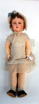 Lot 1005 - SFBJ French Composition Walking Doll, marked 'Paris 301 12' to the reverse, with sleeping blue...