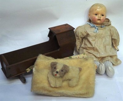 Lot 1012 - Victorian Dolls Cradle on rocker base; Effanbee Composition Head Baby Doll with painted...