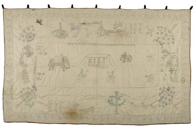 Lot 1045 - Late 19th Century Indian Documentary and Pictorial Quilt, 'Made by Ganesh Shikari of H H The...