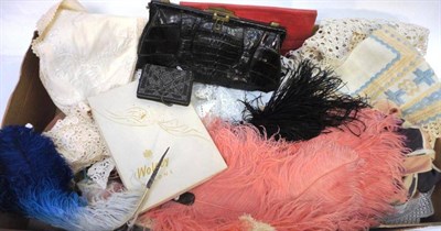 Lot 1048 - Assorted Costume Accessories including a tortoiseshell and pink ostrich feather fan, assorted...