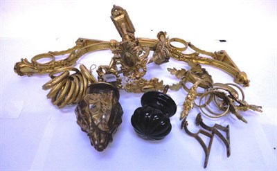 Lot 1056 - Assorted Gilt Metal Curtain Accessories including two pairs of rococo style tie backs; pair of...
