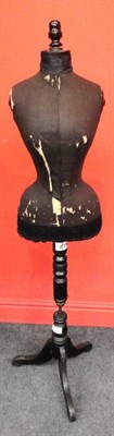 Lot 1059 - Ebonised Victorian Wasp Waisted Mannequin with black fabric torso