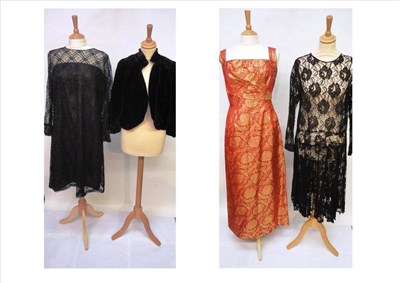 Lot 1067 - Assorted Circa 1960's and Later Evening Wear including Blanes black lace and cream lined dress with