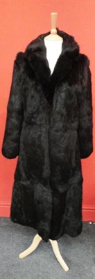 Lot 1077 - Black Rabbit Fur Coat, size 12
